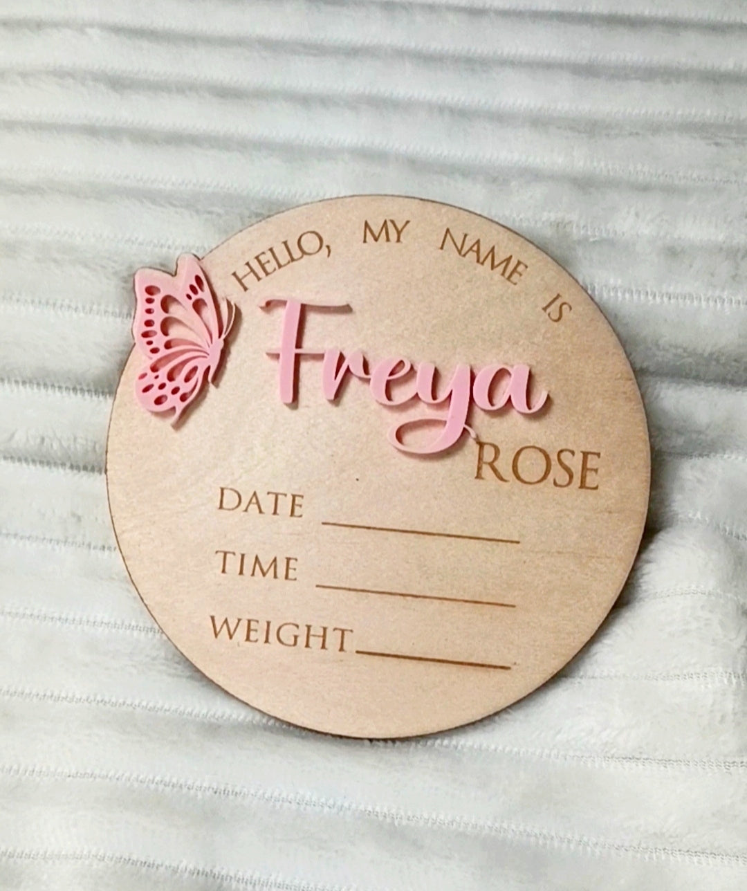 Butterfly Baby Stats Birth Announcement