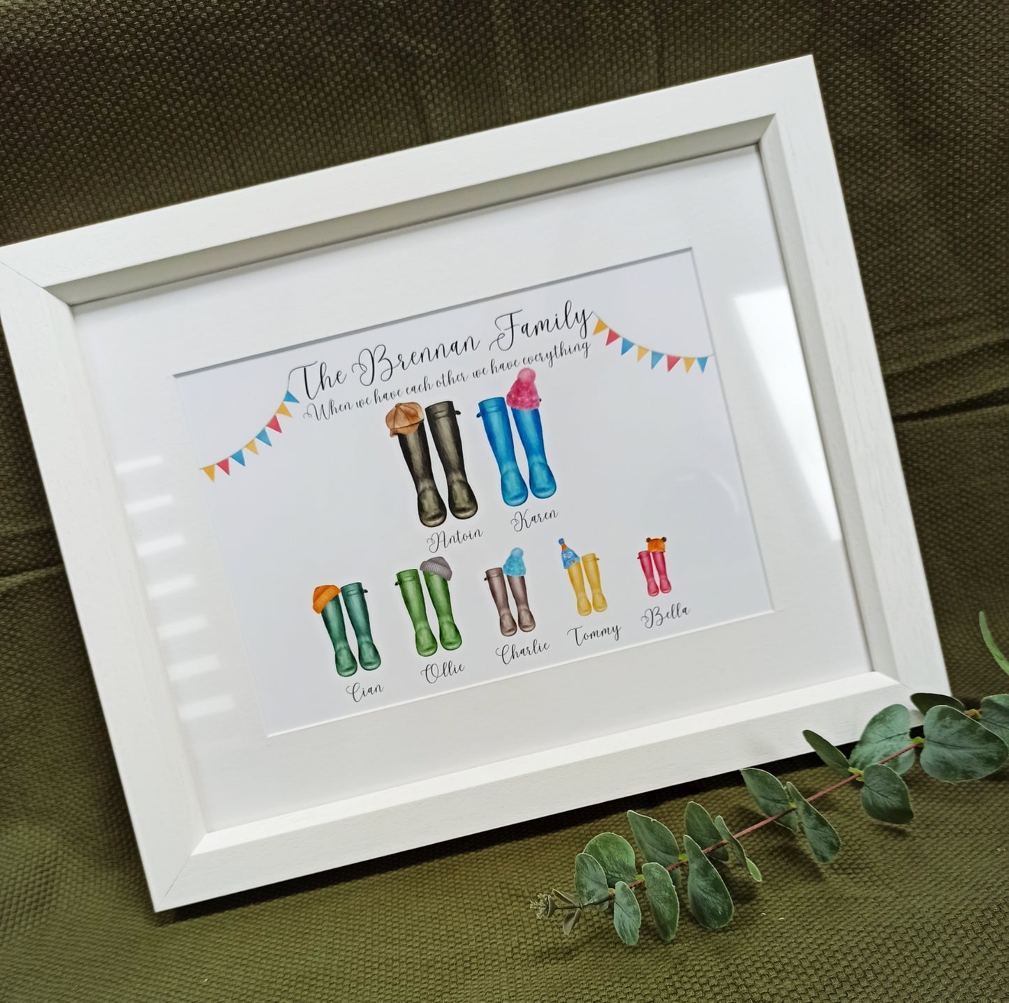 Family welly framed print