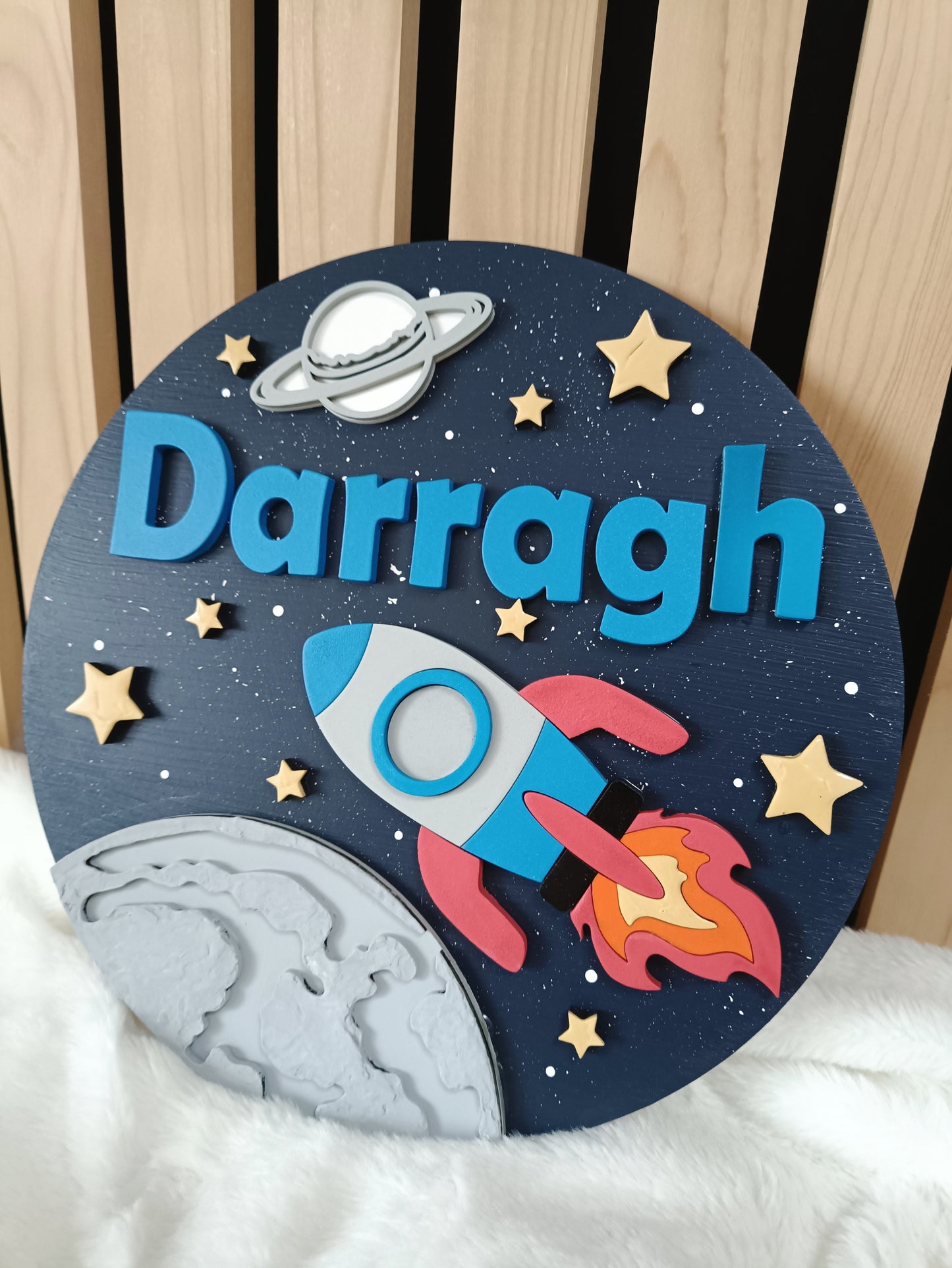Space themed hanging sign