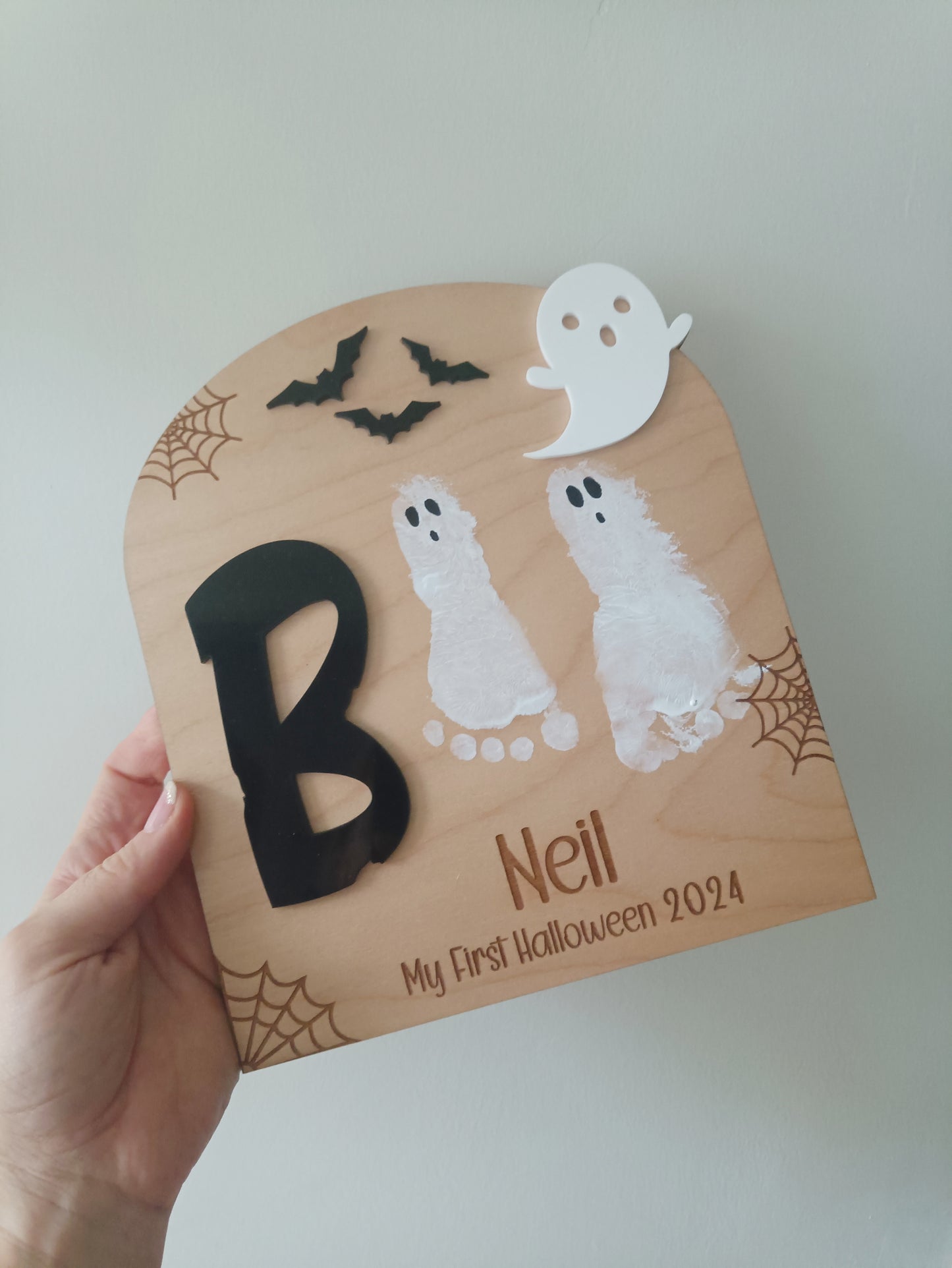 My First Halloween footprint plaque