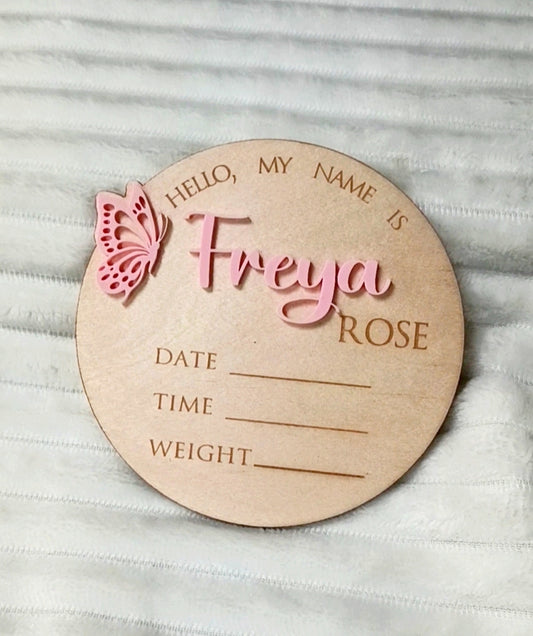 Butterfly Baby Stats Birth Announcement