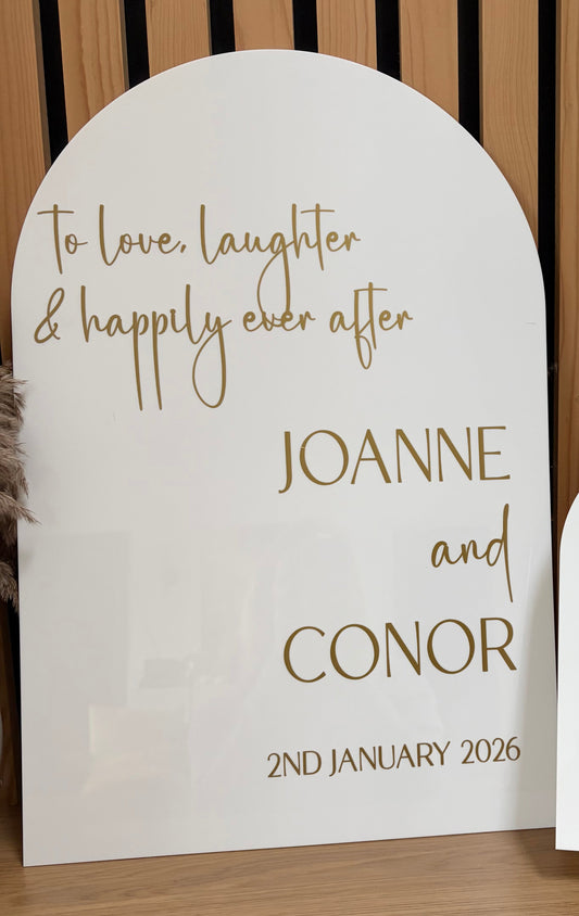 To love, laughter… Wedding Welcome Sign