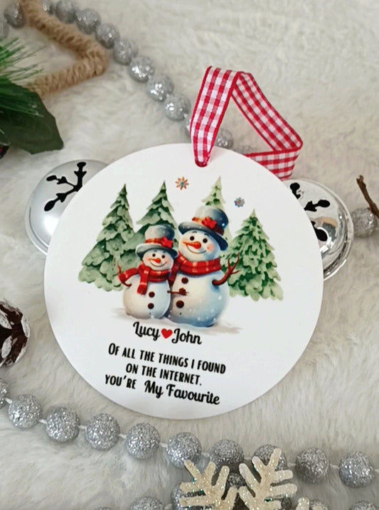 Snow Couple Married/Engaged Printed Bauble