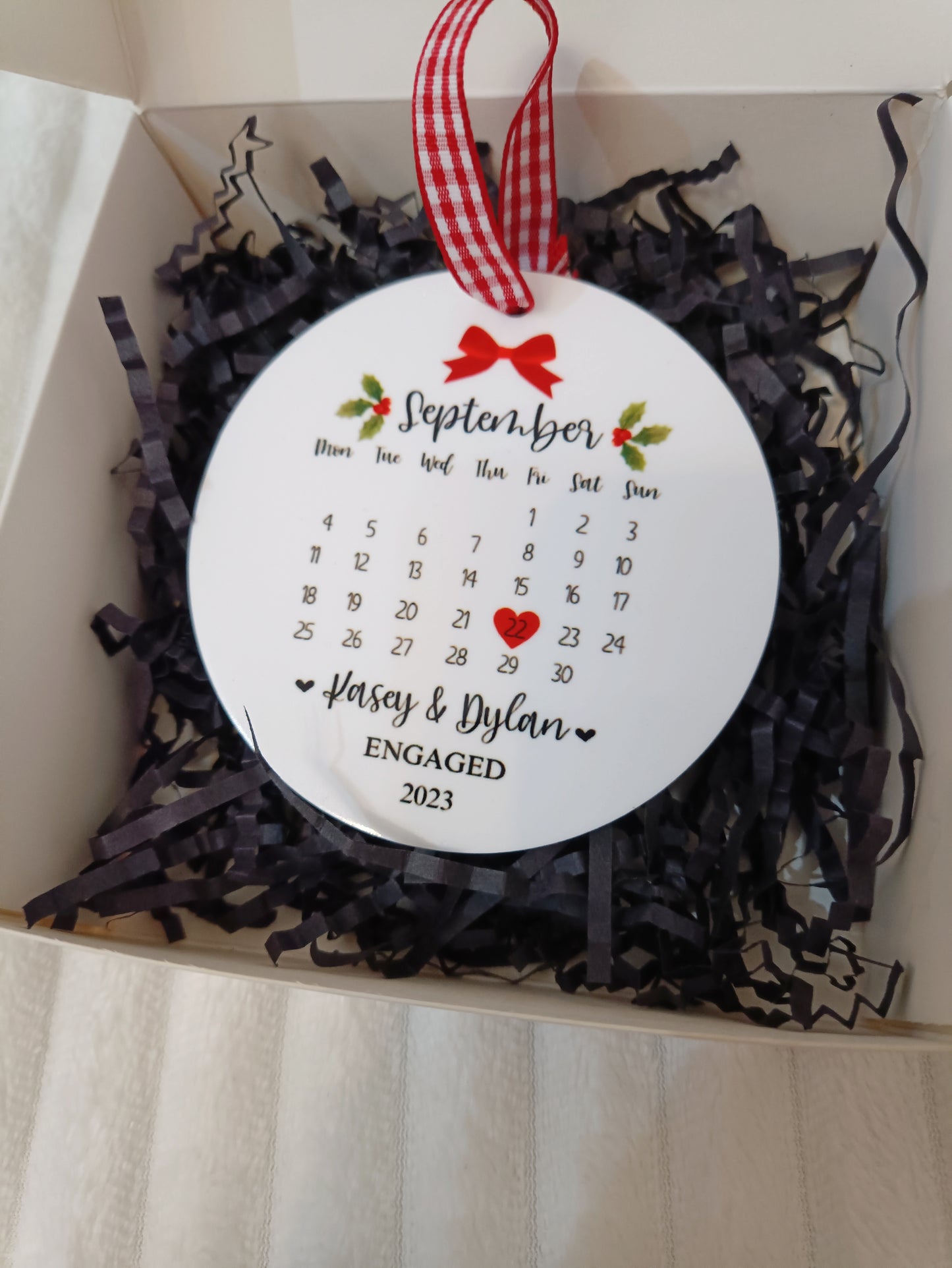 Engaged/Married Calendar Printed Bauble