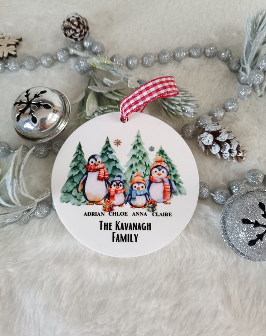 Penguin Family Printed Bauble