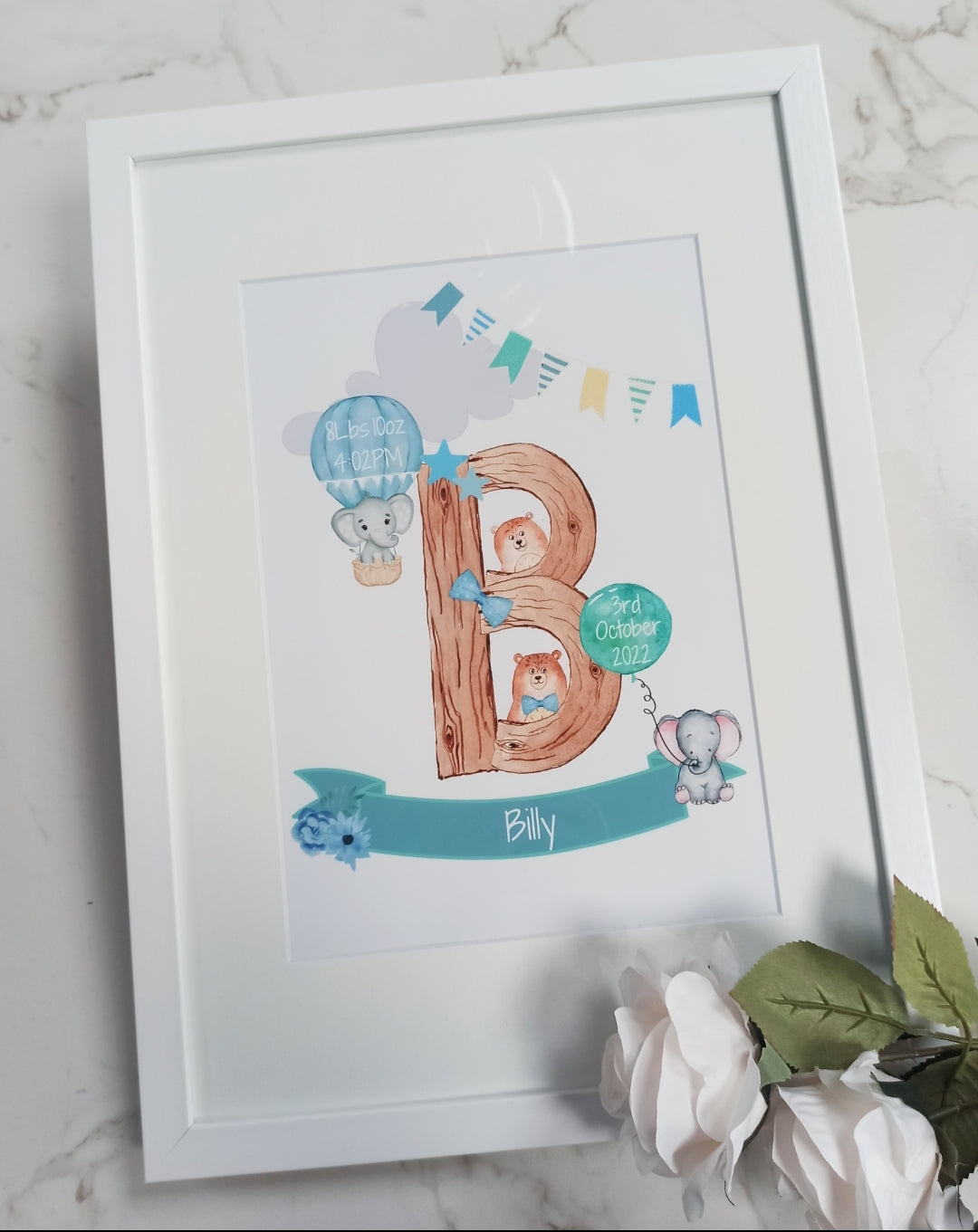 Baby birth details frame, Initial