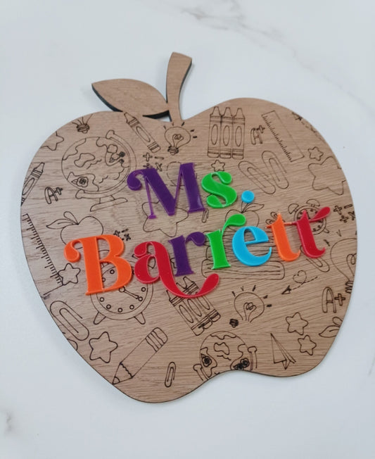 Teacher apple door sign