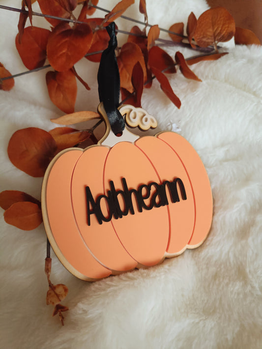 Pumpkin Halloween decoration, boo basket tag