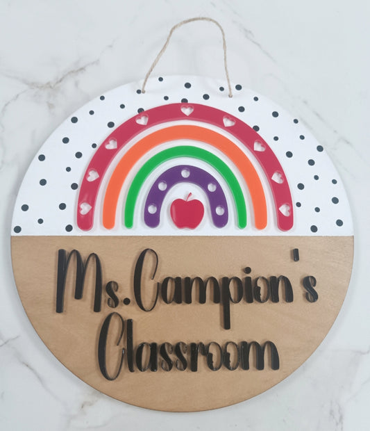Teacher rainbow door sign