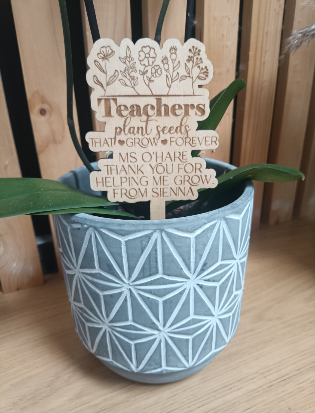 Teacher appreciation plant stake
